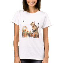 Chat 3 en T-shirt automne