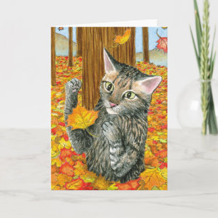 Chat 440 automne Carte de voeux