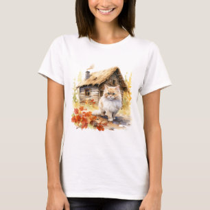 Chat 4 en T-shirt automne