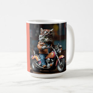 Chat adorable sur moto Mug café