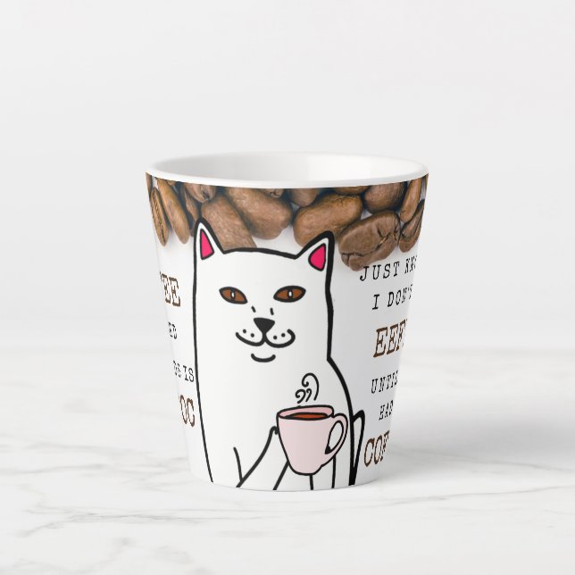 Chat amusant avec la Coupe du Café et les mots Mug (Devant)