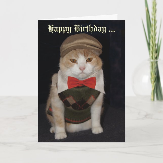 Chat amusant en Jacquard Sweater Carte personnalis (Devant)