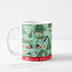Chat amusant et arbre de Noël Mug de café person
