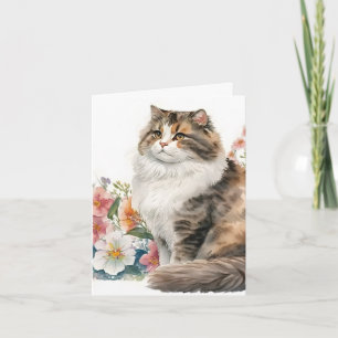 Chat Aquarelle Avec Fleurs