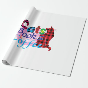 Chat Art Cats Books Coffee_2 Geschenkpapier