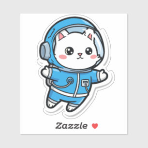 Chat Astronaute Mignon Kawaii Autocollant 4x4