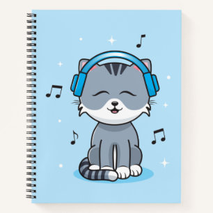 Chat avec casque Bullet (8.5x11) Carnet