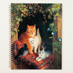 Chat avec chatons, peinture d'art,