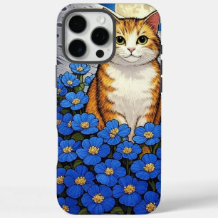Chat avec étui de téléphone à fleurs - Couvercle f