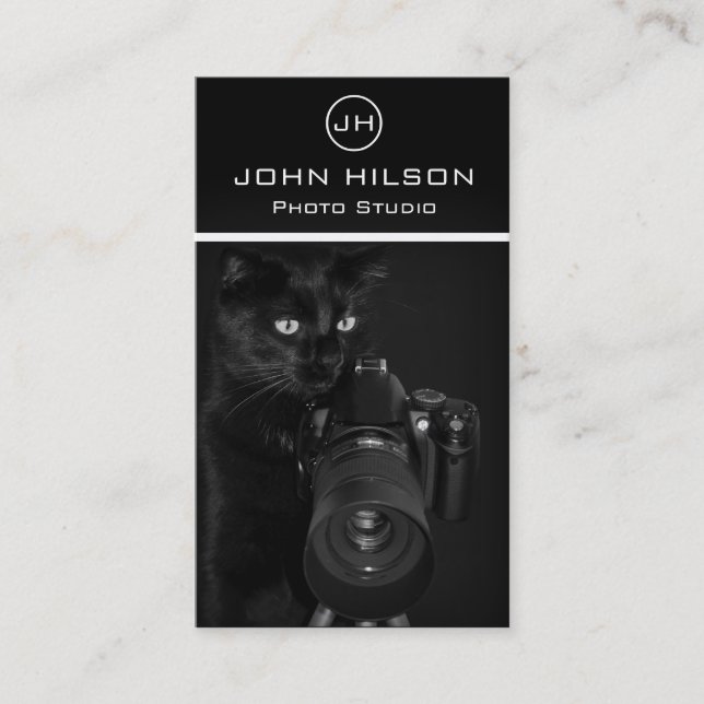 Chat avec la caméra - Carte de visite photographe (Devant)