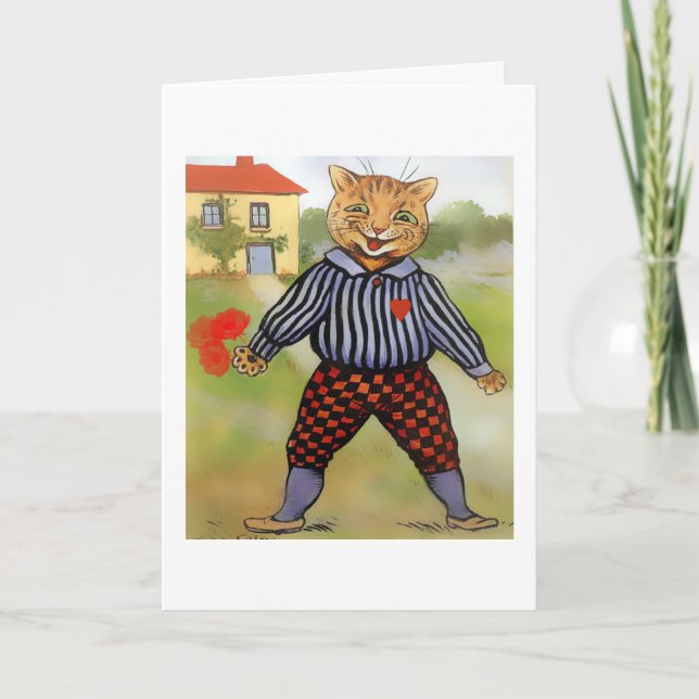 Chat avec la carte de Valentine de roses (Devant)