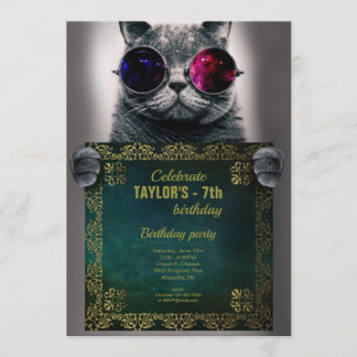 Chat avec lunettes Fête Invitation