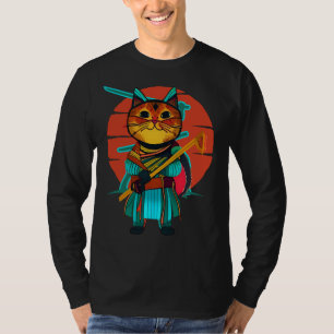 Chat avec t-shirt katana