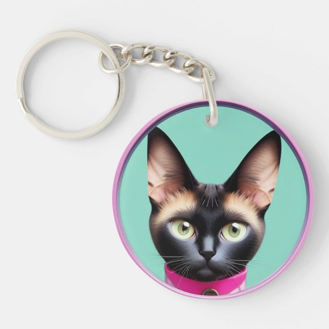 Chat avec yeux frappants par miroir circulaire (Devant)
