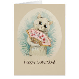 Chat blanc avec ventilateur CC0134 Louis Wain