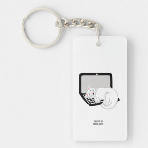 Chat Blanc Dormir Sur Le Porte - clé Rectangle De