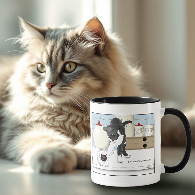 Chat blanc gris Funny Thé Mug cuisine (Créateur téléchargé)