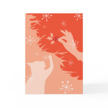 Chat blanc & Holly, pastèque, carte de vacances/No