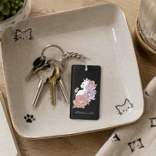 Chat Blanc Pastel Floral Botanique Romantique Noir