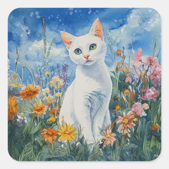 Chat blanc - Stickers Enveloppe (Devant)