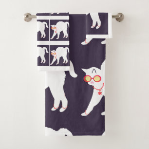 Chat blanc vêtu 3 Pièce Poly Cotton Bain Tow