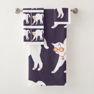 Chat blanc vêtu 3 Pièce Poly Cotton Bain Tow