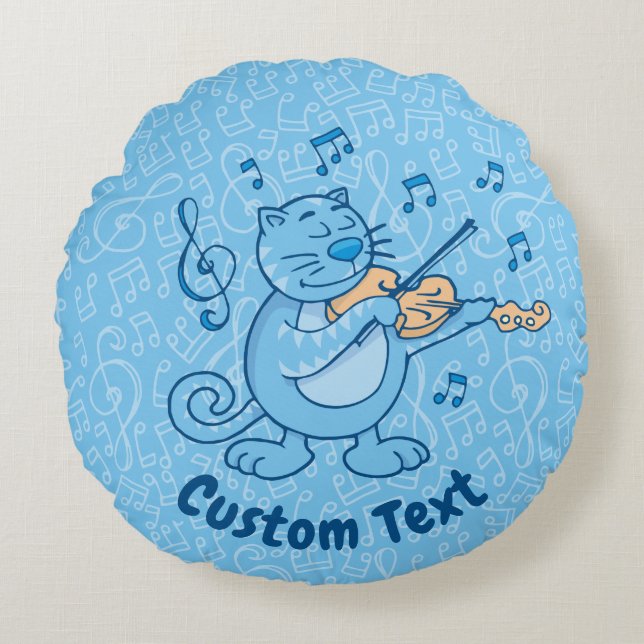 Chat bleu avec Coussin rond violon (Devant)