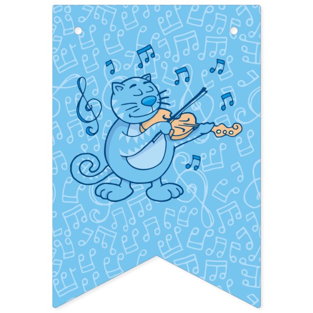 Chat bleu avec drapeaux de brassage de violon (Premier drapeau)