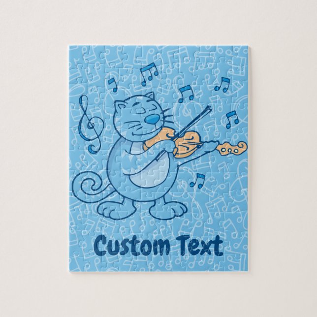Chat bleu avec puzzle violon (Vertical)