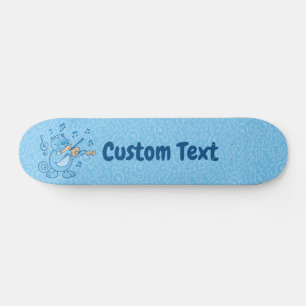 Chat bleu avec skateboard violon