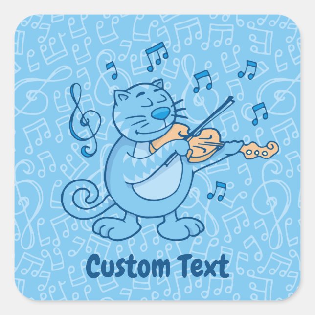 Chat bleu avec Sticker Carré violon (Devant)