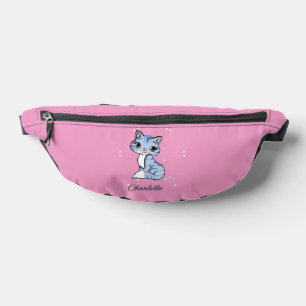 Chat bleu mignon sur nom personnalisé rose