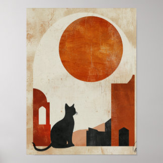 Chat Bohème Silhouette | Déco Minimaliste Soleil A