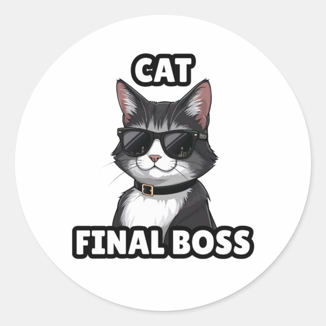 Chat Boss Final Autocollant Cool (Devant)