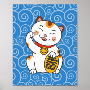 Chat calico japonais chanceux   Affiche Maneki Nek