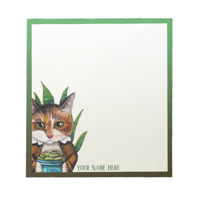 Chat Calico Succulent - Bloc-notes personnalisé (Devant)