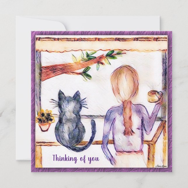 Chat Carte de remerciements personnalisation peint (Devant)