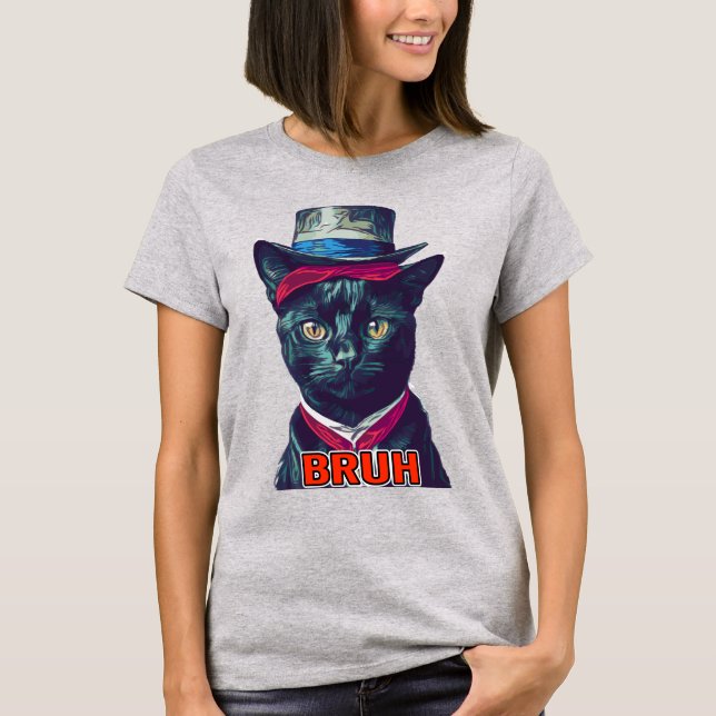 CHAT & CASQUETTE BRUH T-Shirt (Devant)