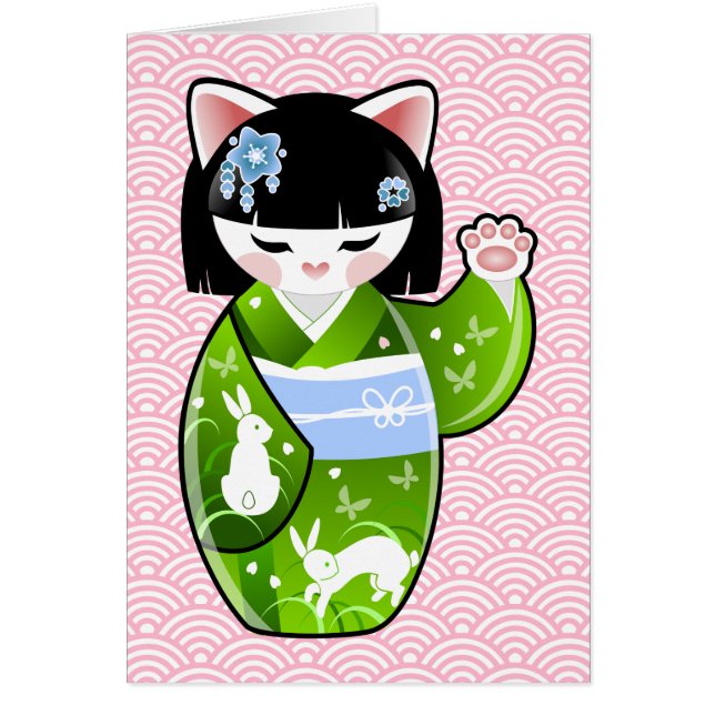 Chat chanceux japonais Maiko de Kokeshi Maneki (Devant)