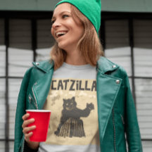 CHAT CHAT CATZILLA FUNNY T-SHIRT