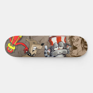 Chat Chien Monkey Girl Cartoon Skateboard Deck