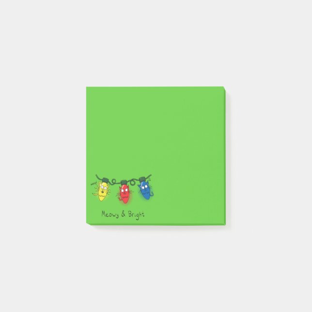 Chat Christmas Lights Funny Post-it Klebezettel (Vorderseite)