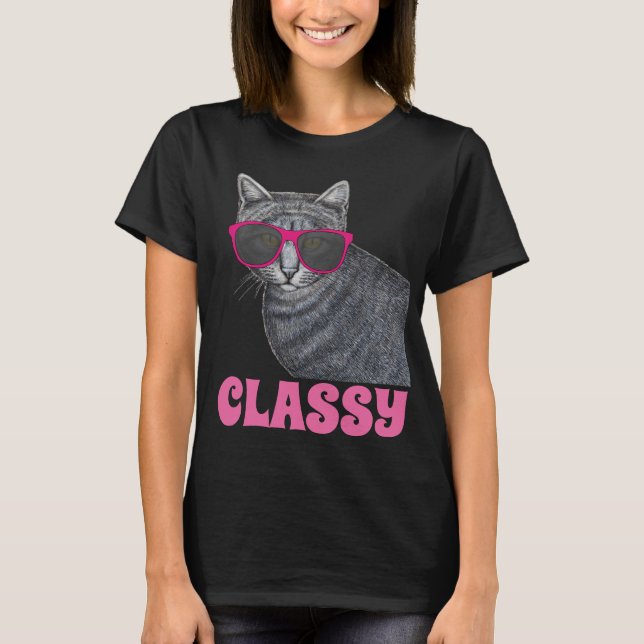 CHAT CLASSY DAMES CUTE T-SHIRTS TEE - SHIRTS (Devant)