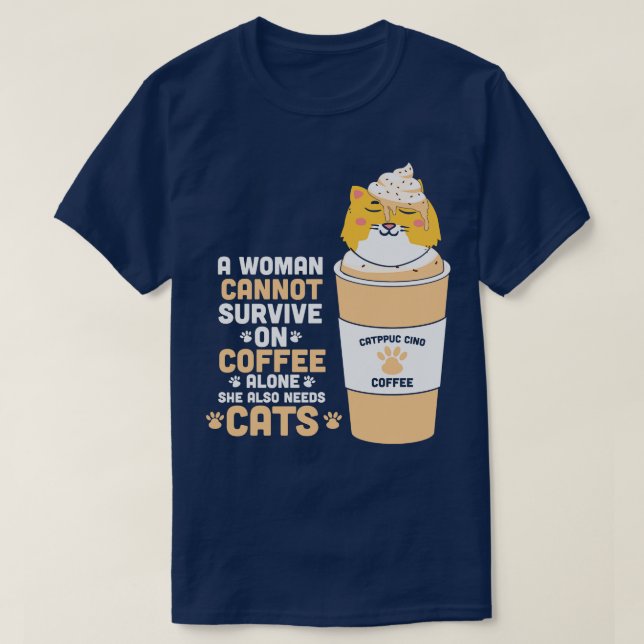 Chat Coffee Funny T-Shirt (Design vorne)