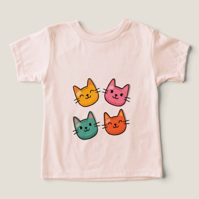 Chat coloré face à T-shirt enfant (Design Recto)