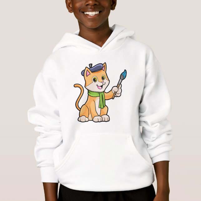 Chat comme Peintre avec pinceau et écusson (Devant)