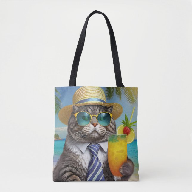 Chat Cool tropical - Sac fourre-tout de vibes de l (Devant)