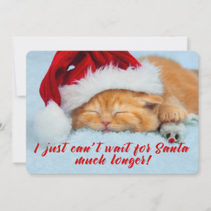 Chat couché avec Santa Hat Carte à deux côtés