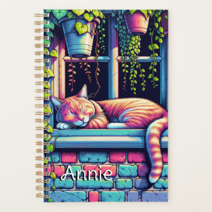 Chat couché dans Fenêtre Sill Ai Art Personnalisé