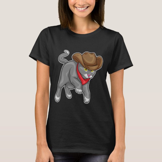 Chat Cowboy Cowboy-Hut T-Shirt (Vorderseite)